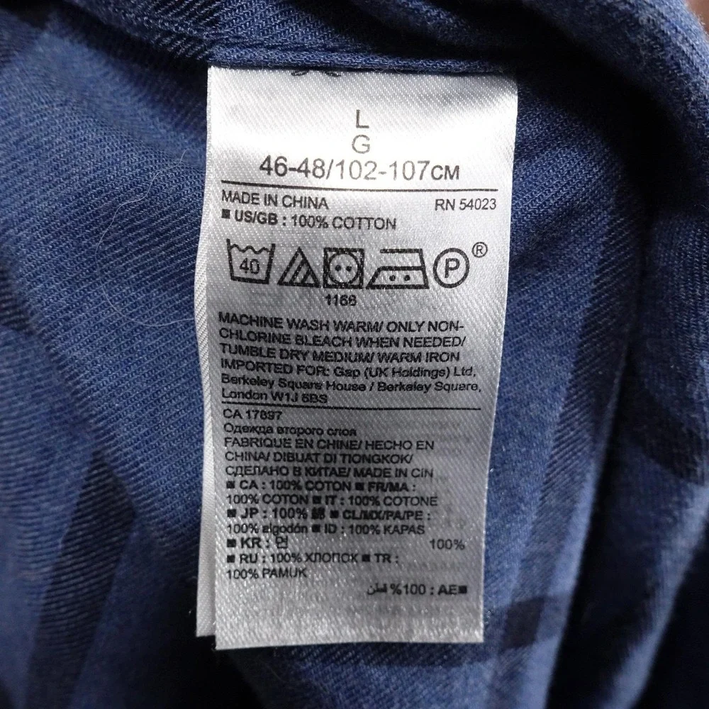Banana‎ Republic Camden Fit Luxe Flannel Shirt Mens L Blue Plaid Button-Up